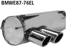 BASTUCK Endschalldämpfer mit Doppel-Endrohr 2 x Ø 76 mm eingerollt 20° schräg mit M-Heckschürze für BMW 1er