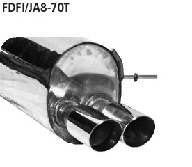 BASTUCK Endschalldämpfer mit Doppel-Endrohr 2 x Ø 70 mm, 20° schräg geschnitten für Ford Fiesta (FDFI/JA8-70T)