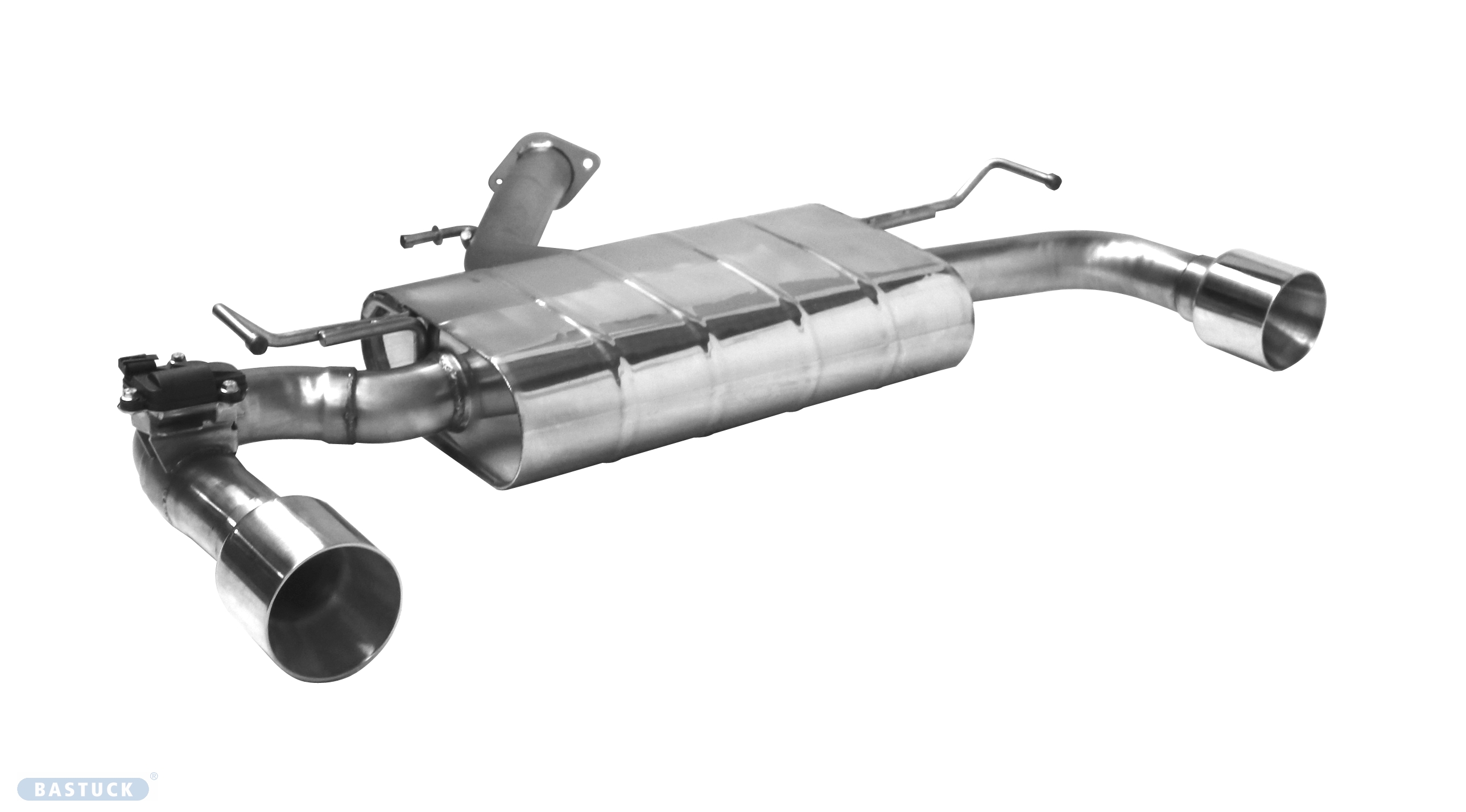 BASTUCK Endschalldämpfer mit Einfach-Endrohr 1x Ø100 mm LH+RH, gerade mit Abgasklappe für Hyundai i30