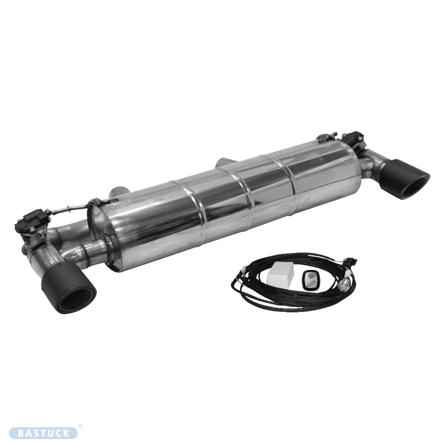 BASTUCK Endschalldämpfer mit Einfach-Endrohr Carbon 1x Ø 100 mm LH+RH, 30° schräg für Toyota GR Supra ab 2019