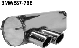 BASTUCK Endschalldämpfer mit Doppel-Endrohr 2 x Ø 76 mm eingerollt 20° schräg ohne M-Heckschürze für BMW 1er