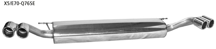 BASTUCK Endschalldämpfer mit Doppel-Endrohr SLASH, 2x Ø 76 mm LH + RH für BMW X5 E70 (X5/E70-Q76SE)