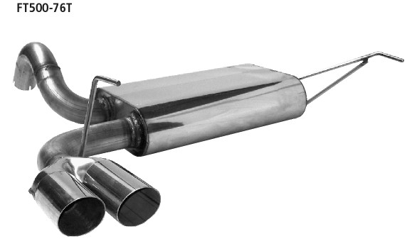 BASTUCK Endschalldämpfer querliegend mit Doppel-Endrohr 2 x Ø 76 mm, 20° schräg für Fiat 500 / KA (FT500-76T)