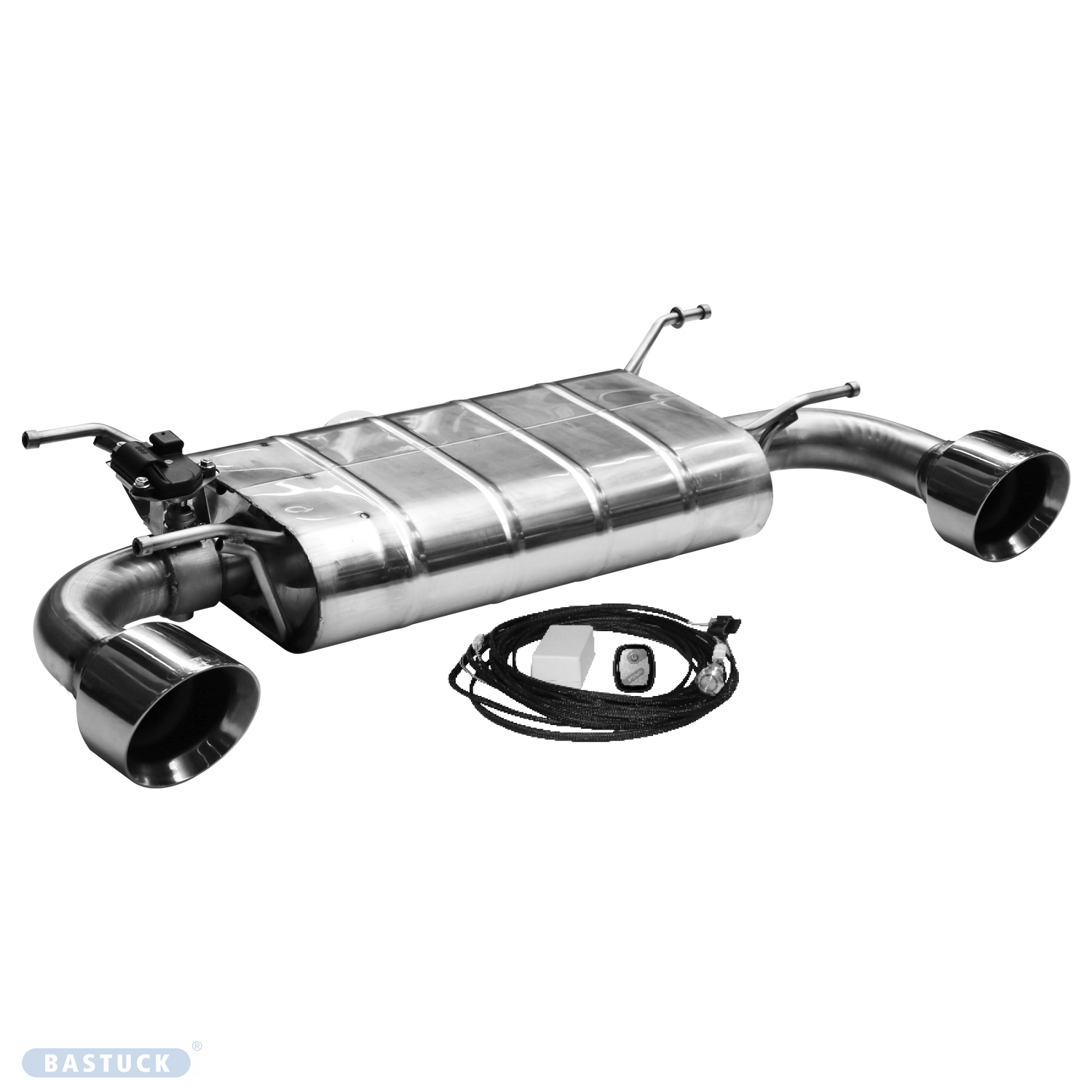 BASTUCK Endschalldämpfer mit Einfach-Endrohr LH+RH 1 x Ø 110 mm, 25° schräg geschnitten für Toyota GR86 / BRZ