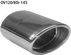 BASTUCK Gerades Endrohr oval 120 x 80 mm, Länge 145 mm mit Rohranschluß für 63.5 mm-Rohr – universell