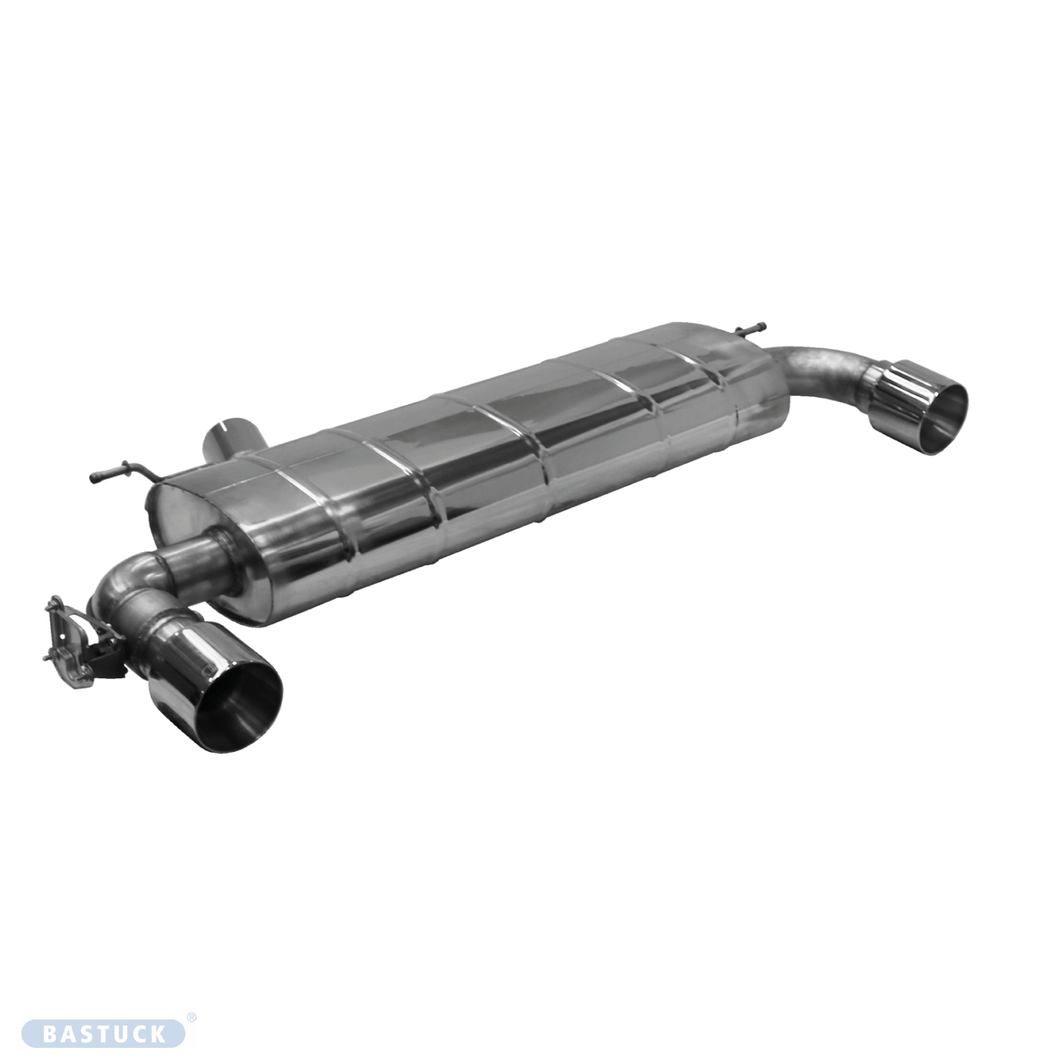 BASTUCK Endschalldämpfer mit Einfach-Endrohr 1x Ø 100 mm LH+RH, für Serienabgasklappe für BMW 1er F40