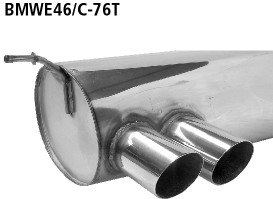 BASTUCK Endschalldämpfer mit Doppel-Endrohr LH 2 x Ø 76 mm 20° schräg geschnitten für BMW 3er E46 Compact