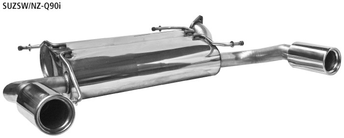 BASTUCK Endschalldämpfer mit 1x Einfach-Endrohr Ø 90 mm Ausgang LH+RH für Suzuki Swift NZ Sport ab Bj. 10/2010