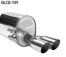 BASTUCK Endschalldämpfer mit Doppel-Endrohr 2 x Ø 70 mm, 20° schräg geschnitten für Opel Corsa D (OLCD-70T)
