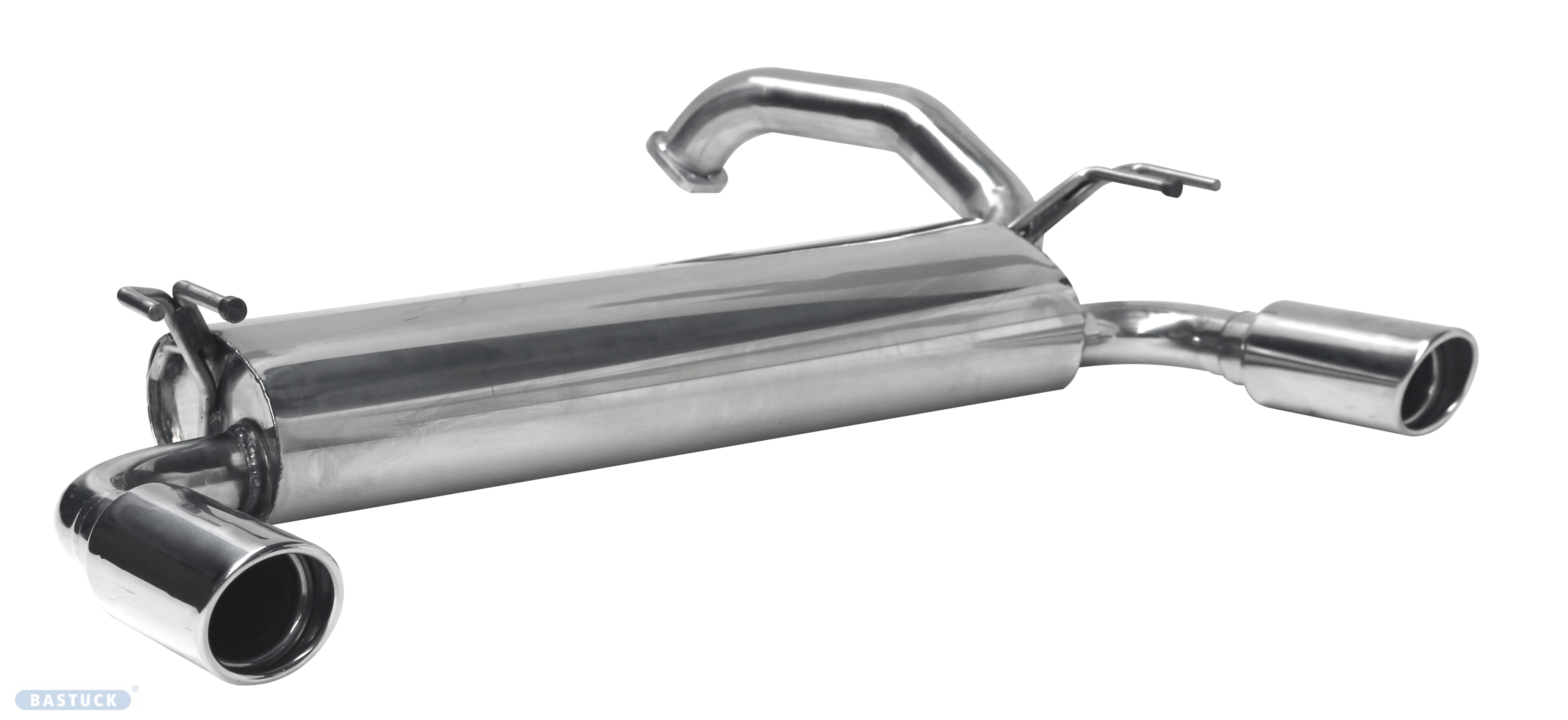 BASTUCK Endschalldämpfer mit Einfach Endrohr 1 x Ø 90 mm LH+RH 20° schräg