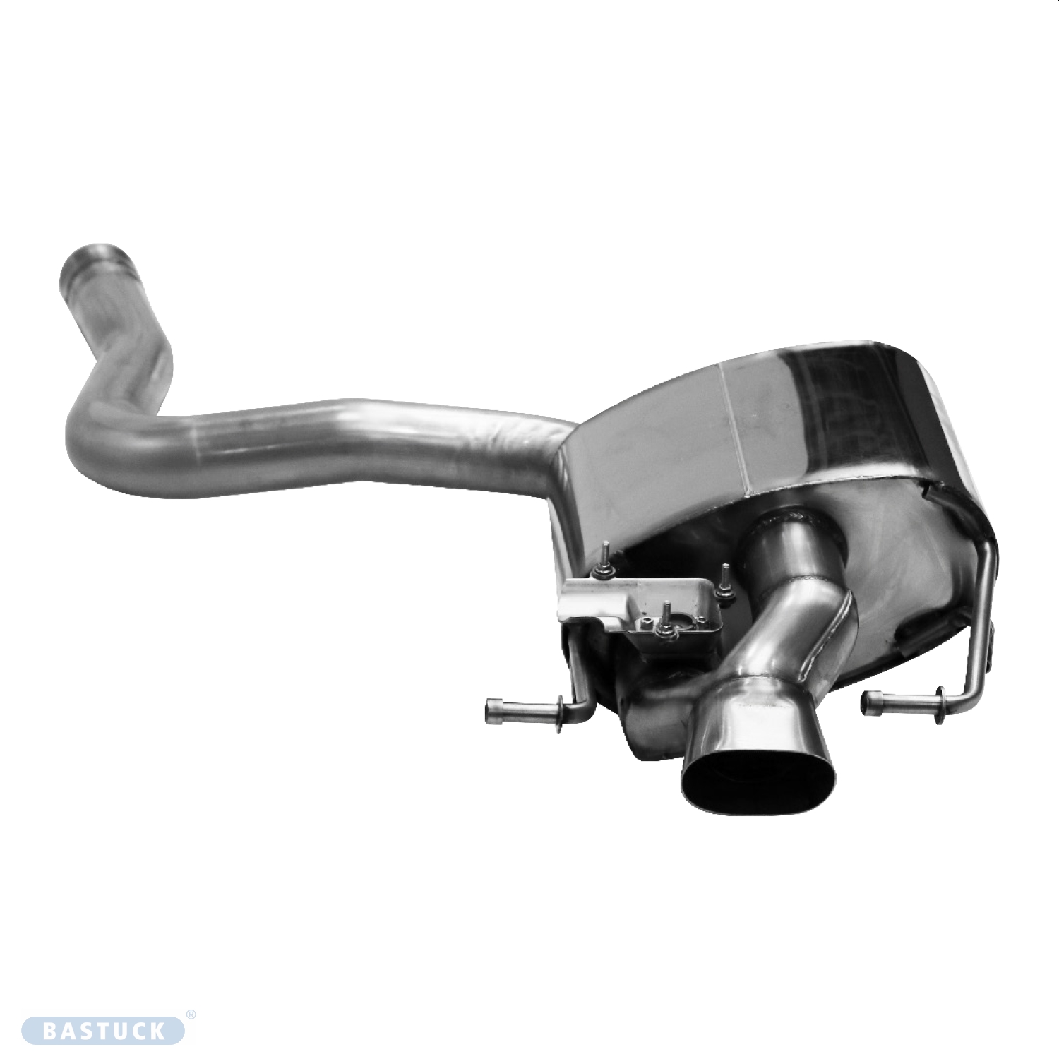 BASTUCK Endschalldämpfer RH, mit ovalem Endrohr 90x60 mm für Mercedes C-Klasse (W205) (MB/W205-K/C43-OVR)