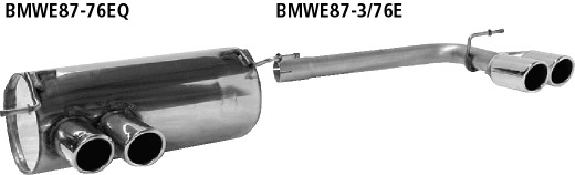 BASTUCK Endschalldämpfer mit Doppel-Endrohr LH 2 x Ø 76 mm eingerollt 20° schräg ohne M-Heckschürze für BMW