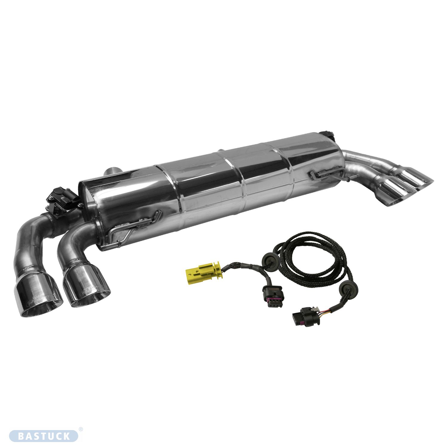 BASTUCK Endschalldämpfer mit Doppel-Endrohr 2x Ø 90 mm LH+RH, 30° schräg für BMW 3er G20/G21 / 4er G22/G23/G26