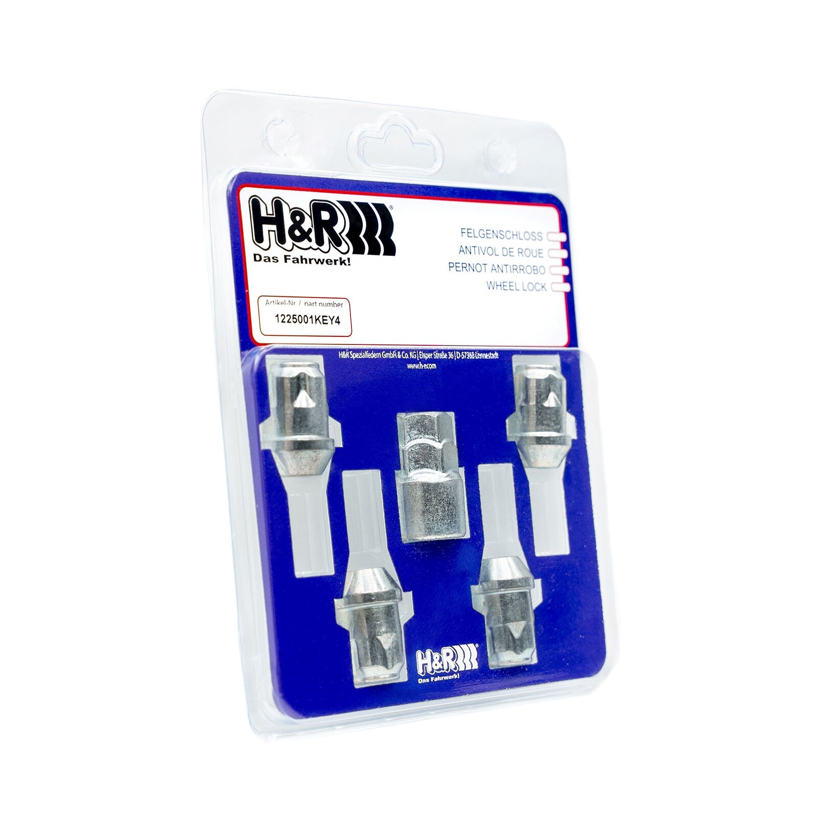 H&R Felgenschloss-Set Radmutter M14 Kegelbund 60° – 145001KEY4 – 145001KEY4