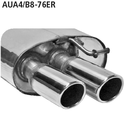 BASTUCK Endschalldämpfer mit Doppel-Endrohr, 20° schräg für Audi A4 B8/A5 B8 / S4 B8/S5 B8 (AUA4/B8-76ER)