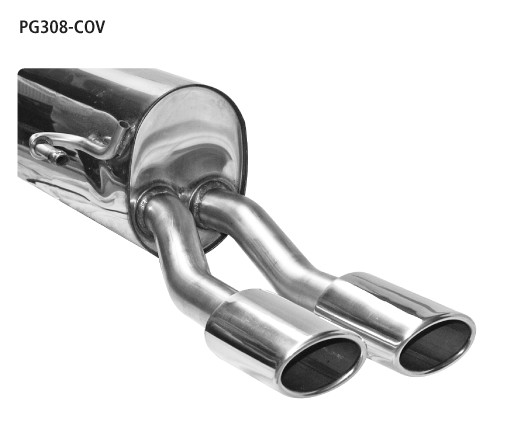 BASTUCK Endschalldämpfer mit Doppel-Endrohr oval 110 x 70 mm für Peugeot 308 (PG308-COV)