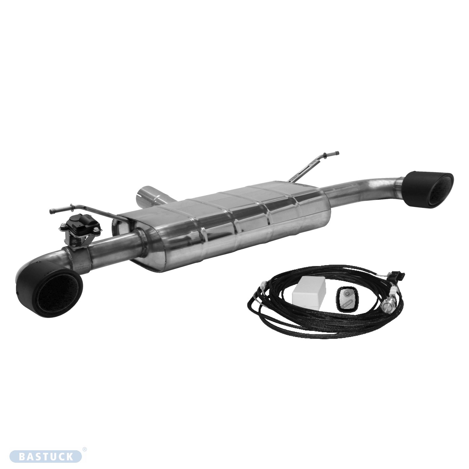BASTUCK Endschalldämpfer mit Einfach-Endrohr Carbon 1x Ø 100 mm LH+RH für Ford Focus 4