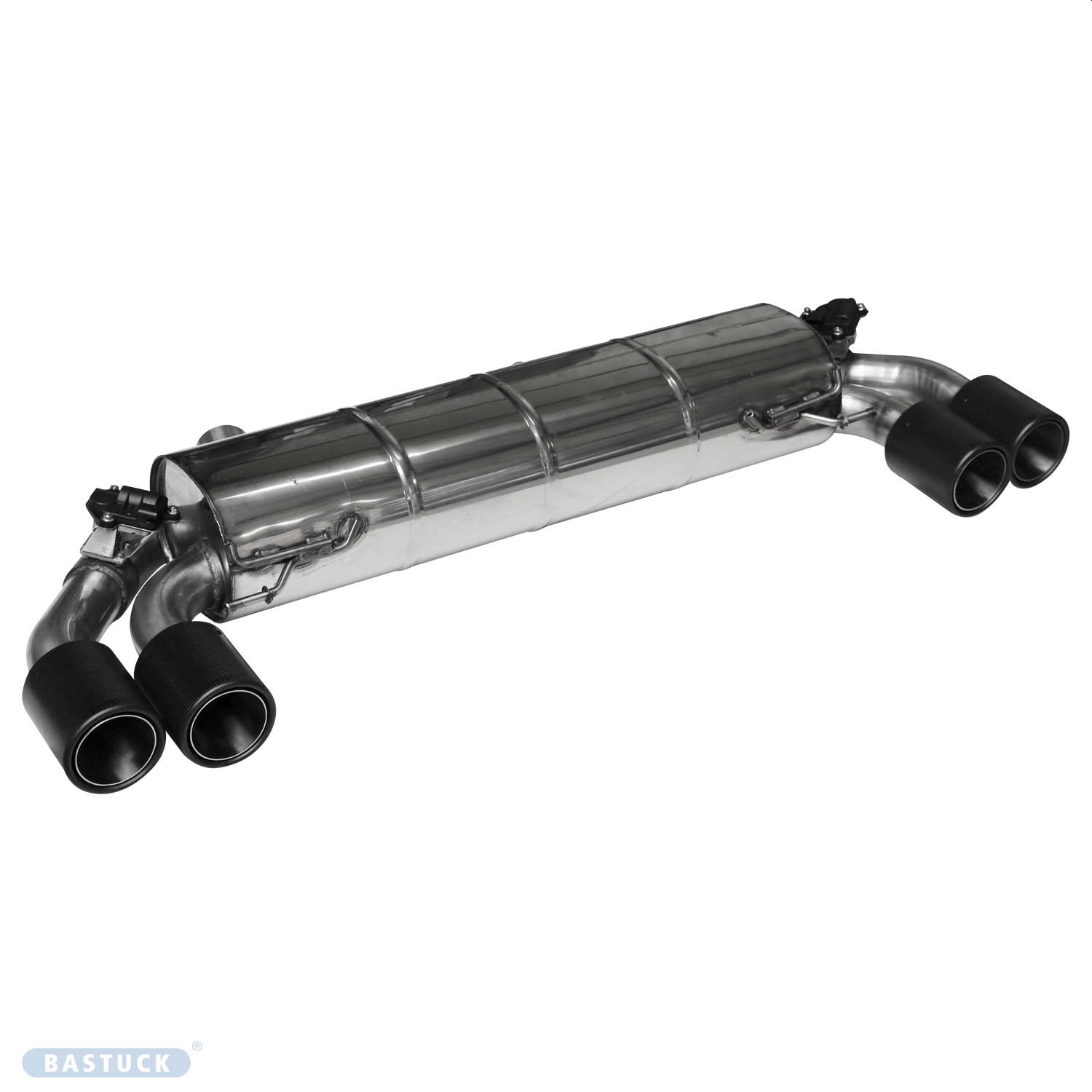 BASTUCK Endschalldämpfer mit Doppel-Endrohr Carbon 2x Ø 100 mm LH+RH und 2x Abgasklappe für BMW 2er G42