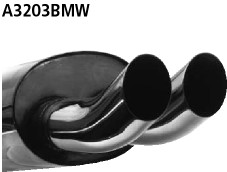 BASTUCK Endschalldämpfer DTM mit Doppel-Endrohr 2 x Ø 76 mm für BMW 3er E36 320i / 323i (A3203BMW)