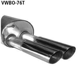 BASTUCK Endschalldämpfer mit Doppel-Endrohr 2 x Ø 76 mm für Volkswagen Golf 4 u. a. (VWBO-76T)