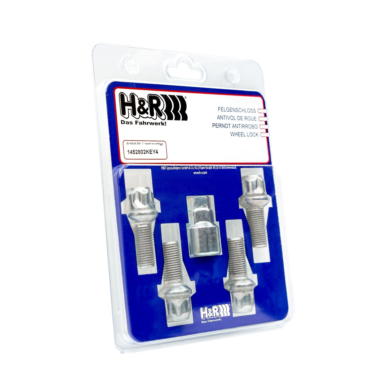 H&R Felgenschloss-Set M14 Kugelbund R13mm – 1452703KEY4 – 1452703KEY4