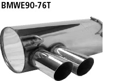 BASTUCK Endschalldämpfer mit Doppel-Endrohr 2 x Ø 76 mm, 20° schräg für BMW 3er E90/3er E91 (BMWE90-76T)