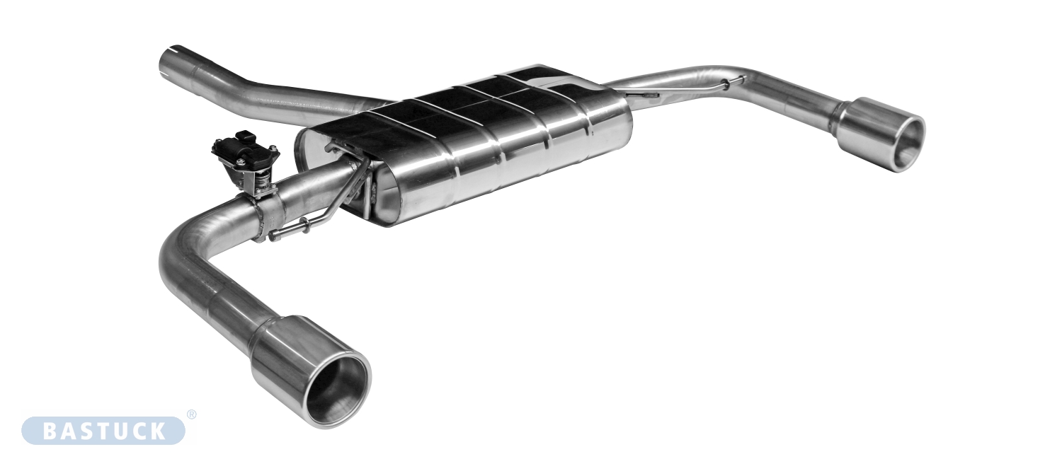 BASTUCK Endschalldämpfer mit Einfach-Endrohr 1x Ø 100 mm LH+RH, mit Einsatz für Volvo V60/S60 ab Baujahr 2018