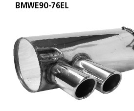 BASTUCK Endschalldämpfer mit Doppel-Endrohr 2 x Ø 76 mm eingerollt 20° schräg geschnitten für BMW 3er E92/3er
