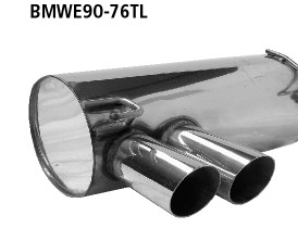 BASTUCK Endschalldämpfer mit Doppel-Endrohr 2 x Ø 76 mm, 20° schräg für BMW 3er E92/3er E93 (BMWE90-76TL)