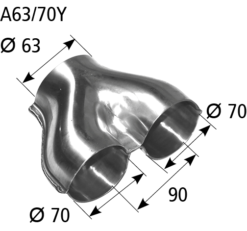 BASTUCK Y-Stück Eingang Ø 63 mm 2x Ausgang Ø 70 mm – universell (A63/70Y)