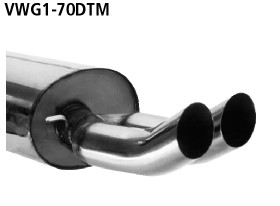 BASTUCK Endschalldämpfer mit Doppel-Endrohr DTM 2 x Ø 70 mm für Volkswagen Golf 1 inkl. Cabrio bis Bj. 1984
