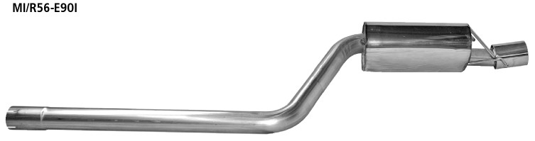 BASTUCK Endschalldämpfer mit Einfach-Endrohr 1 x Ø 90 mm, Ausgang RH für BMW Mini R56 (MI/R56-E90I)