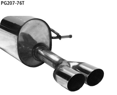 BASTUCK Endschalldämpfer mit Doppel-Endrohr 2x Ø 76 mm, 20° schräg für Peugeot 207 (PG207-76T)