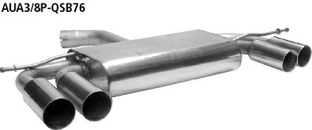 BASTUCK Endschalldämpfer mit Doppel-Endrohr 2 x Ø 76 mm LH + RH für Audi A3 8P/S3 8P (AUA3/8P-QSB76)