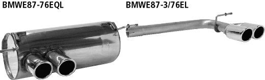 BASTUCK Endschalldämpfer mit Doppel-Endrohr LH 2 x Ø 76 mm eingerollt 20° schräg mit M-Heckschürze für BMW 1er