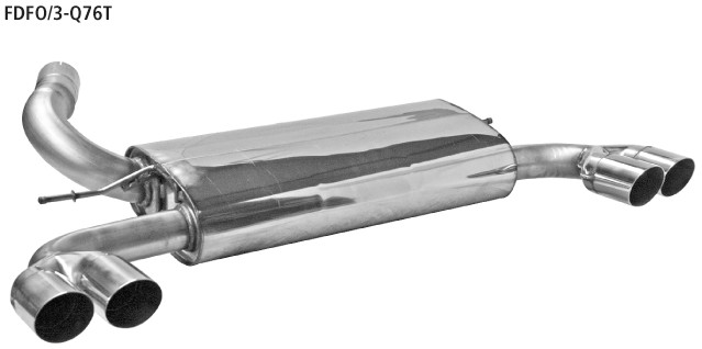 BASTUCK Endschalldämpfer mit Doppel-Endrohren 2 x Ø 76 mm LH+RH 20° schräg geschnitten für Ford Focus 3