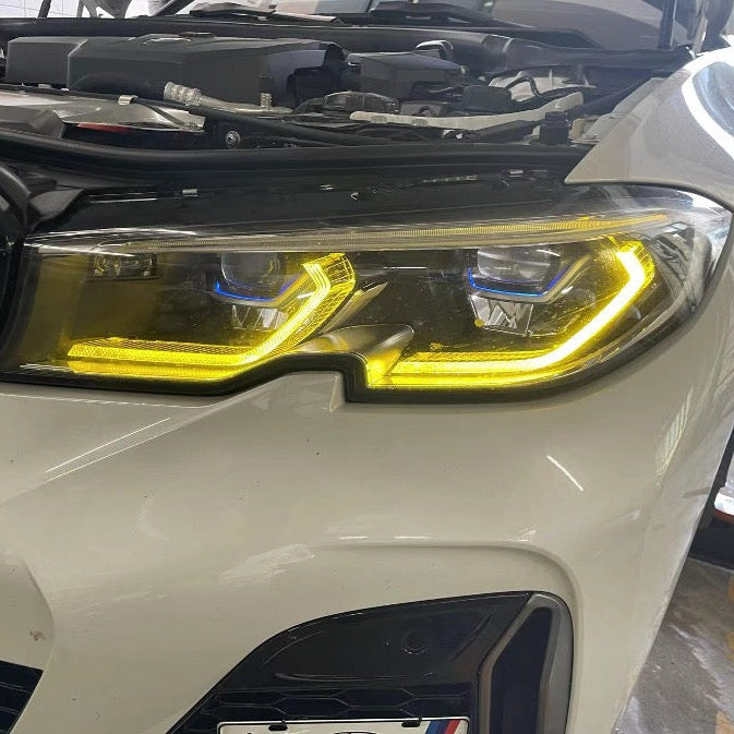 Flamingo Tuning DRL Tagfahrlichter Module gelb weiß switch passend für BMW 3er Baujahr 19-22 Laserlicht