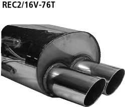 BASTUCK Endschalldämpfer mit Doppel-Endrohr 2 x Ø 76 mm für Renault Clio 2 2,0l 16 V (REC2/16V-76T)