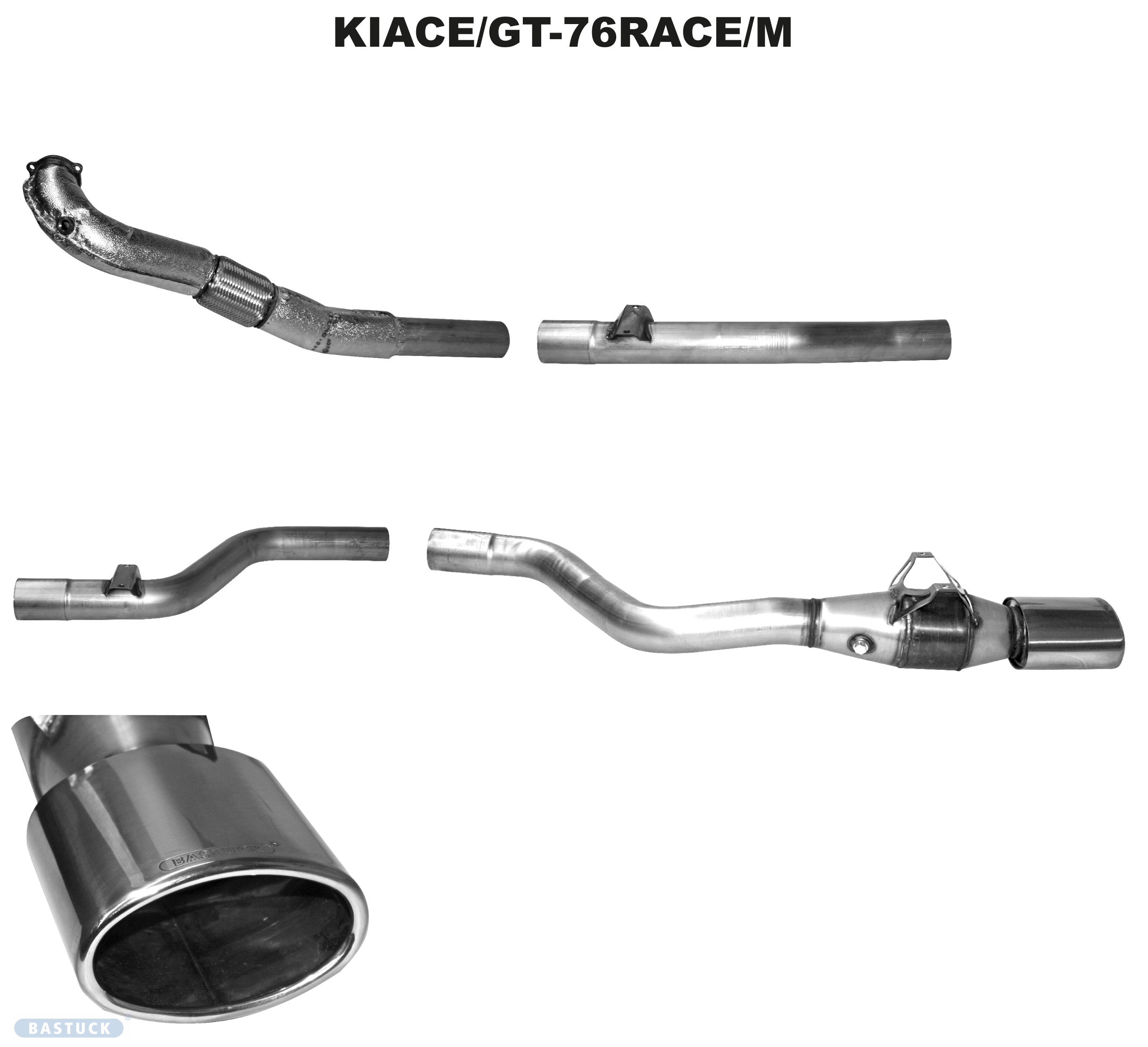 BASTUCK Motorsportanlage bestehend aus Kat-Ersatzrohr mit flexiblem Schlauchgelenk und Integral-Isolierung