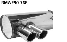 BASTUCK Endschalldämpfer mit Doppel-Endrohr 2 x Ø 76 mm eingerollt 20° schräg geschnitten für BMW 3er E90/3er