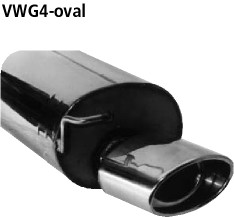 BASTUCK Endschalldämpfer mit Einfach-Endrohr oval 153 x 95 mm für Audi A3 8L/S3 8L u. a. (VWG4-OVAL)