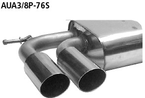 BASTUCK Endschalldämpfer mit Doppel-Endrohr 2 x Ø 76 mm, 20° schräg geschnitten für Audi A3 8P/S3 8P / Golf 6
