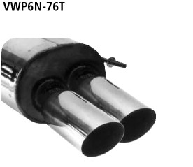 BASTUCK Endschalldämpfer mit Doppel-Endrohr 2 x Ø 76 mm für Volkswagen Polo 6N / Ibiza 6K (VWP6N-76T)